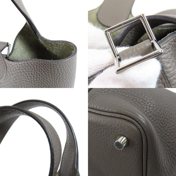 Hermes Picotin Lock PM Gray Silver Hardware Handbag Taurillon - Picture 9 of 10